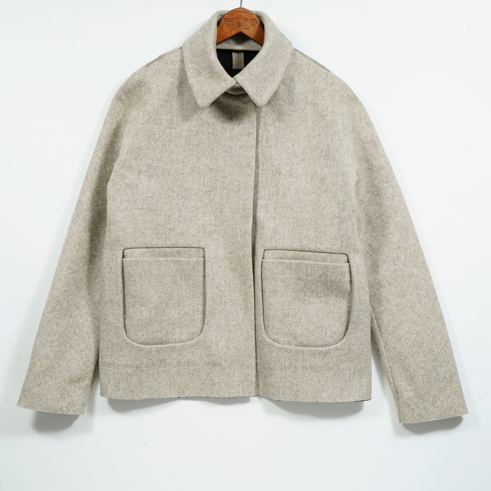COS Women's Boxy Wool Blend Jacket Beige Gray Minimalist Size 36